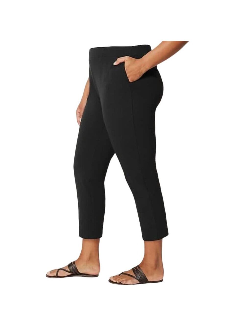 J Jill L Wearever Smooth Fit Faux Suede Slim Leg Pants Black Comfort Career